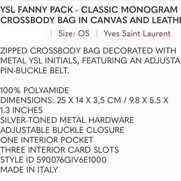 Yves Saint Laurent Bags Ysl Fanny Pack Cassandre Classic Crossbody